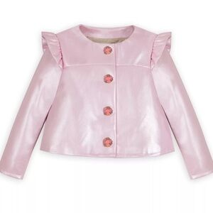 Disney Princess Girls Pink Metallic Faux Leather Jacket sz S